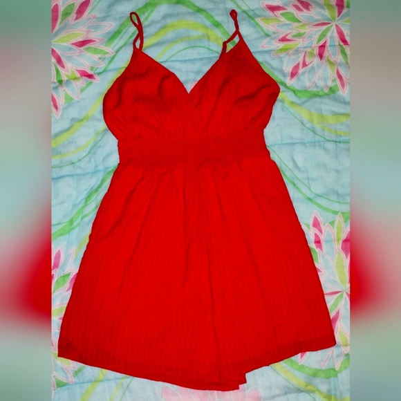 Red Romper Suit with Spaghetti Straps - Picture 1 of 9